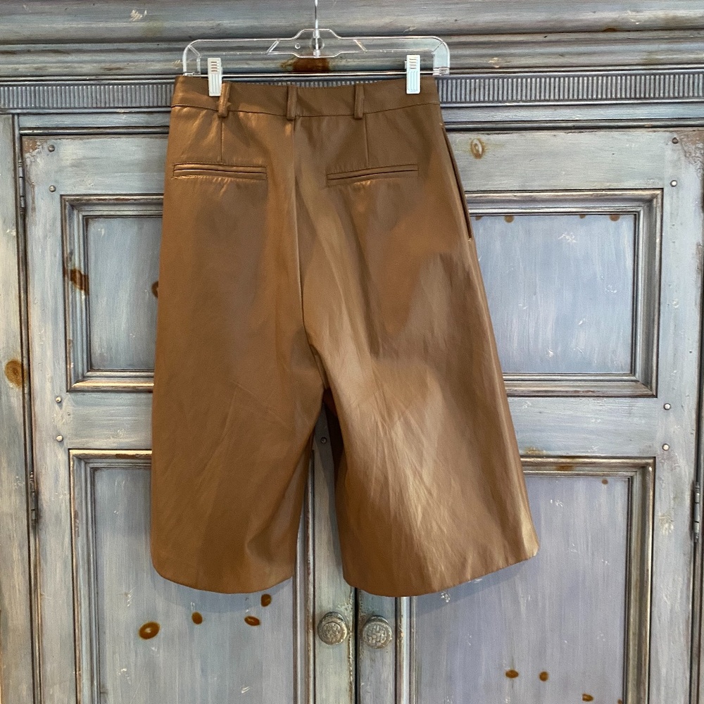 Frankie Shop BROWN FAUX LEATHER TROUSER SHORTS BY STUDIO CUT size M - Picture 11 of 11